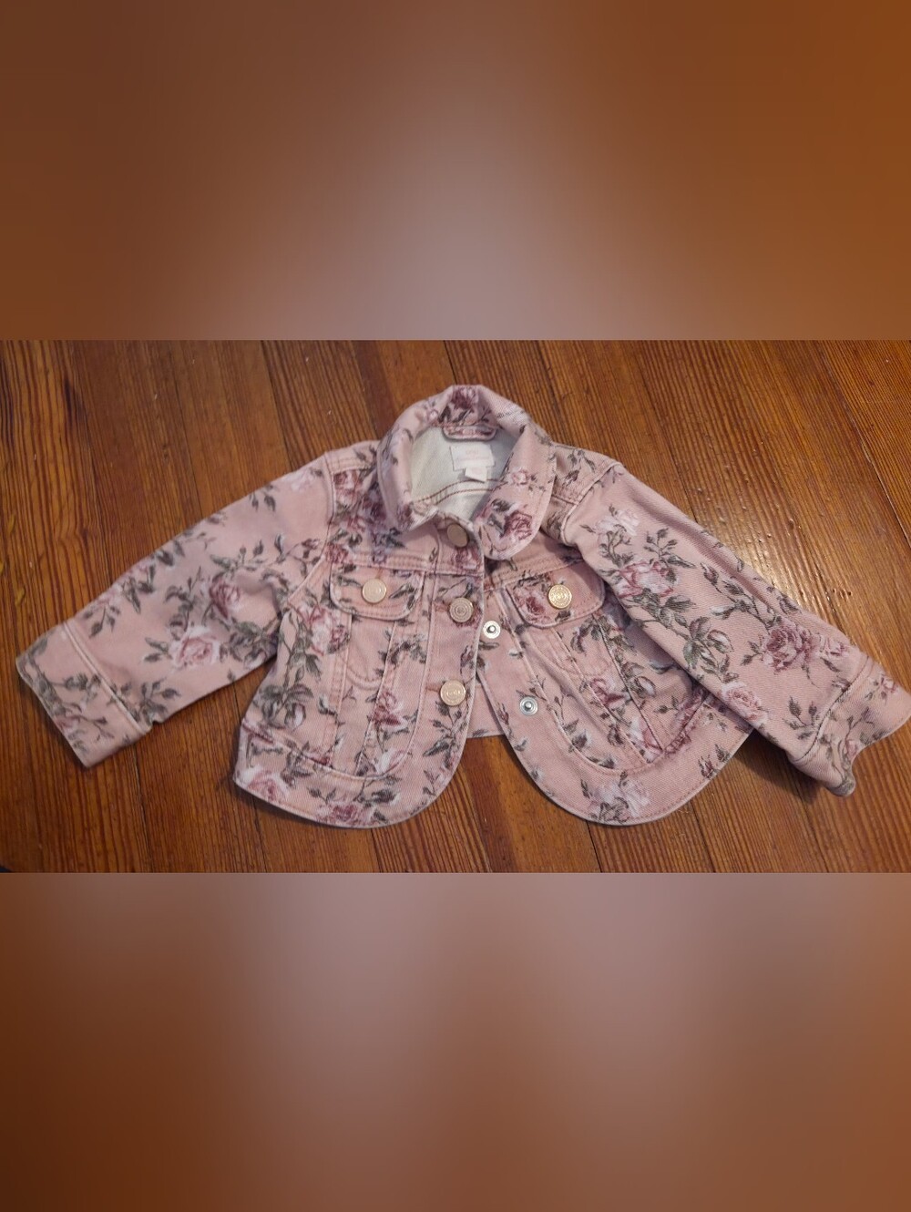 Gap Love Shack Fancy Baby Floral Pink Denim Jacket